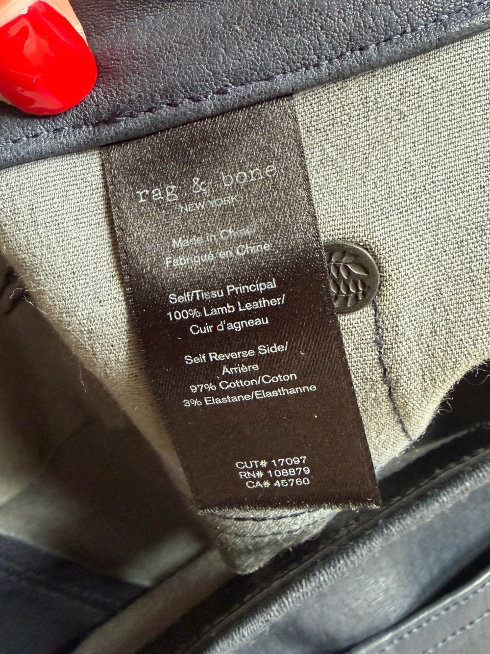 Rag & Bone Skinny Leather Pants - Blue - Picture 5 of 7